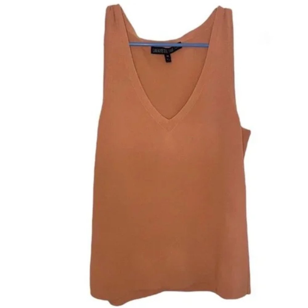 Lafayette 148 Knit Plunge Sleeveless Top in Clay